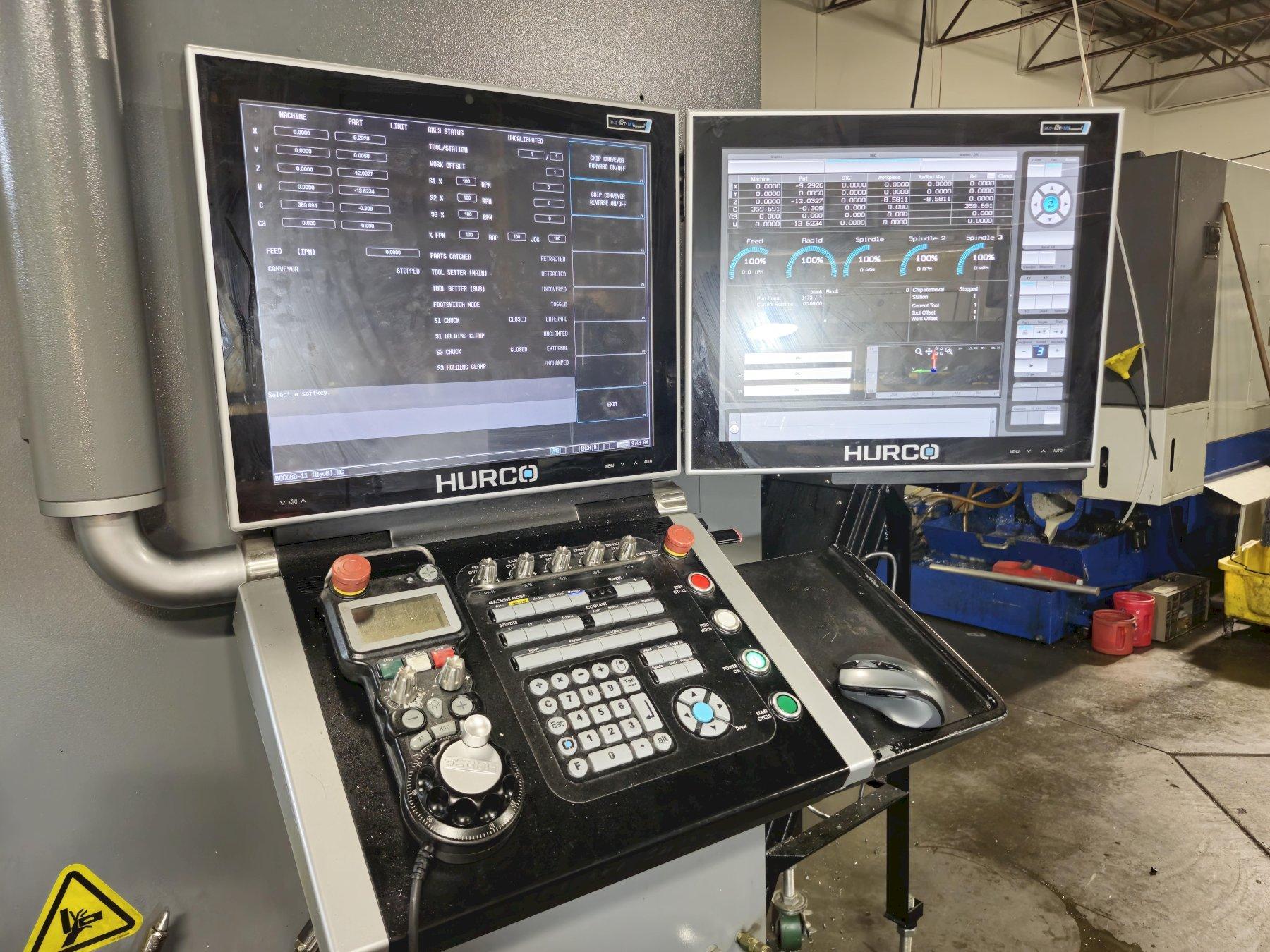 Hurco TMX8MYSi CNC Mill/Turn Lathe, with Hurco Ctrl., 4500 RPM, 12 Turret,  Live Tooling, Barfeeder, 37 HP, Tooling Access., New 2023