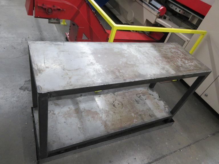 Heavy Duty Long Steel Work Table with Lower Shelf and Drip Pan- Auction Item