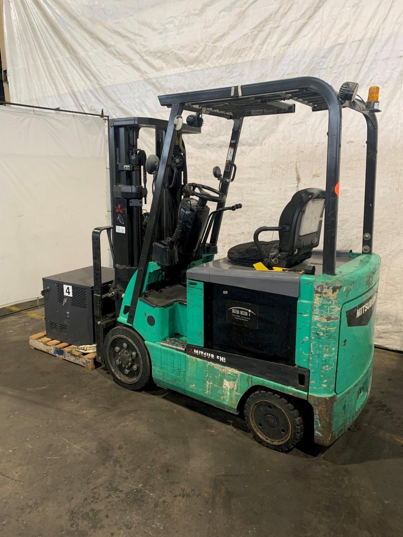 4,450 LB. MITSUBISHI MODEL FBC25N-AC ELECTRIC FORKLIFT. STOCK # 1162923.