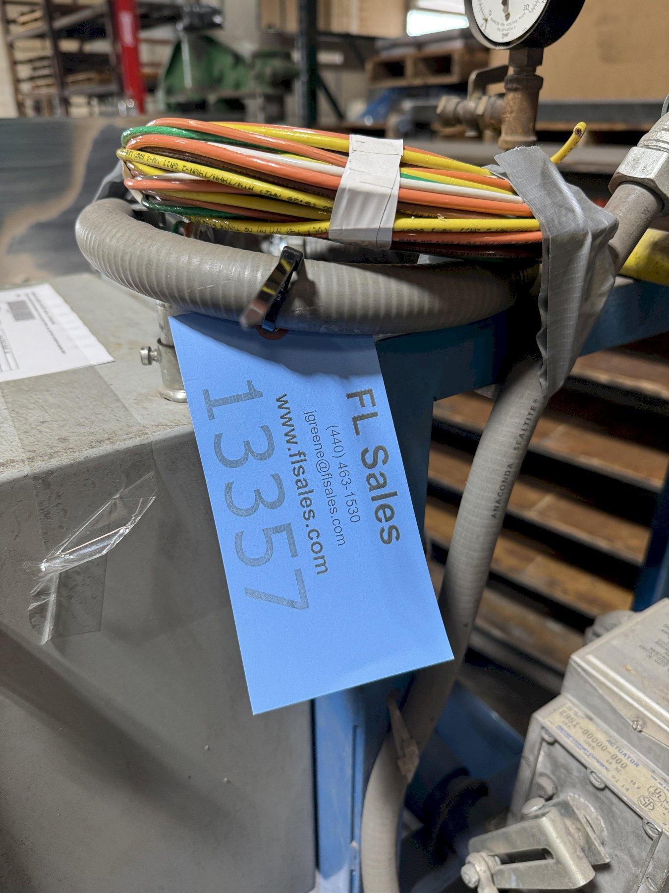 AM Systems model 24-g-150hf fuel mizer ladle preheater s/n 91144-201with controls and gas system with blower, 24" diameter hood