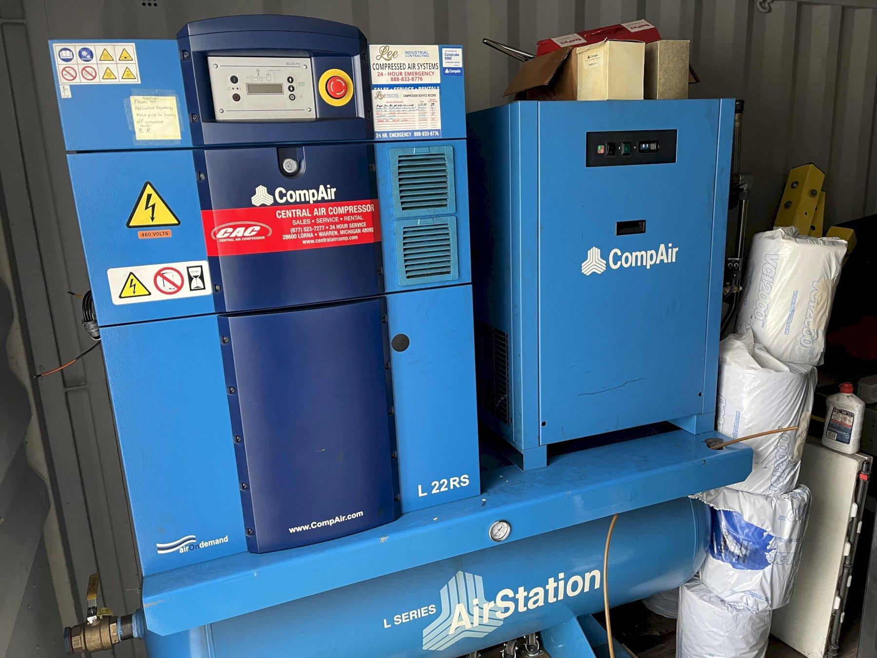 30hp CompAir L22RS Air Compressor w/Drier and Tank