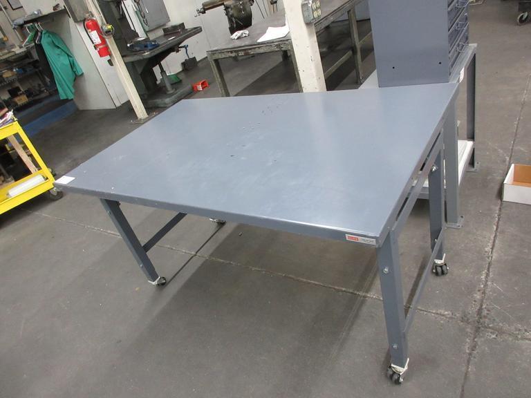 Uline Metal Rolling Work Table- Auction Item