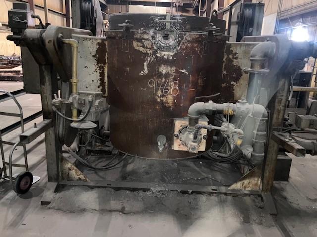 2009 Midan Industries 1000# motorized nose pour furnace with gas system , blower and controls