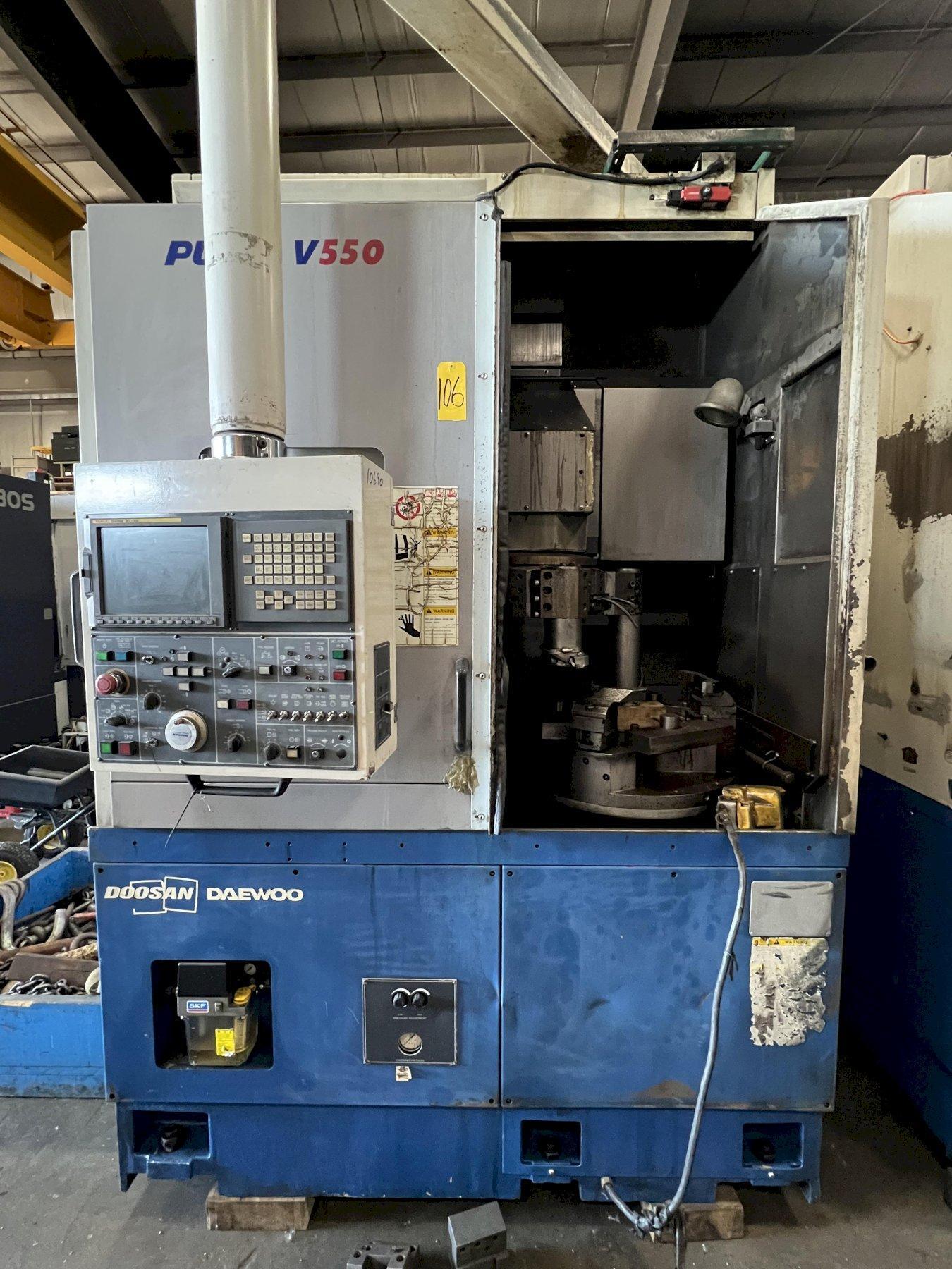DOOSAN V550 28" CNC VERTICAL TURNING LATHE, FANUC 21iTB CONTROL, 2006