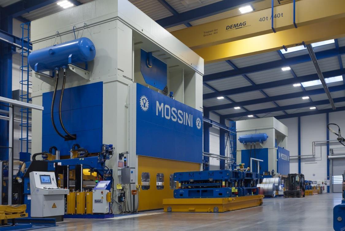 2000 Ton Mossini Double Sided Eccentric Press with 4 Connecting Rods with Link-Drive System Model
