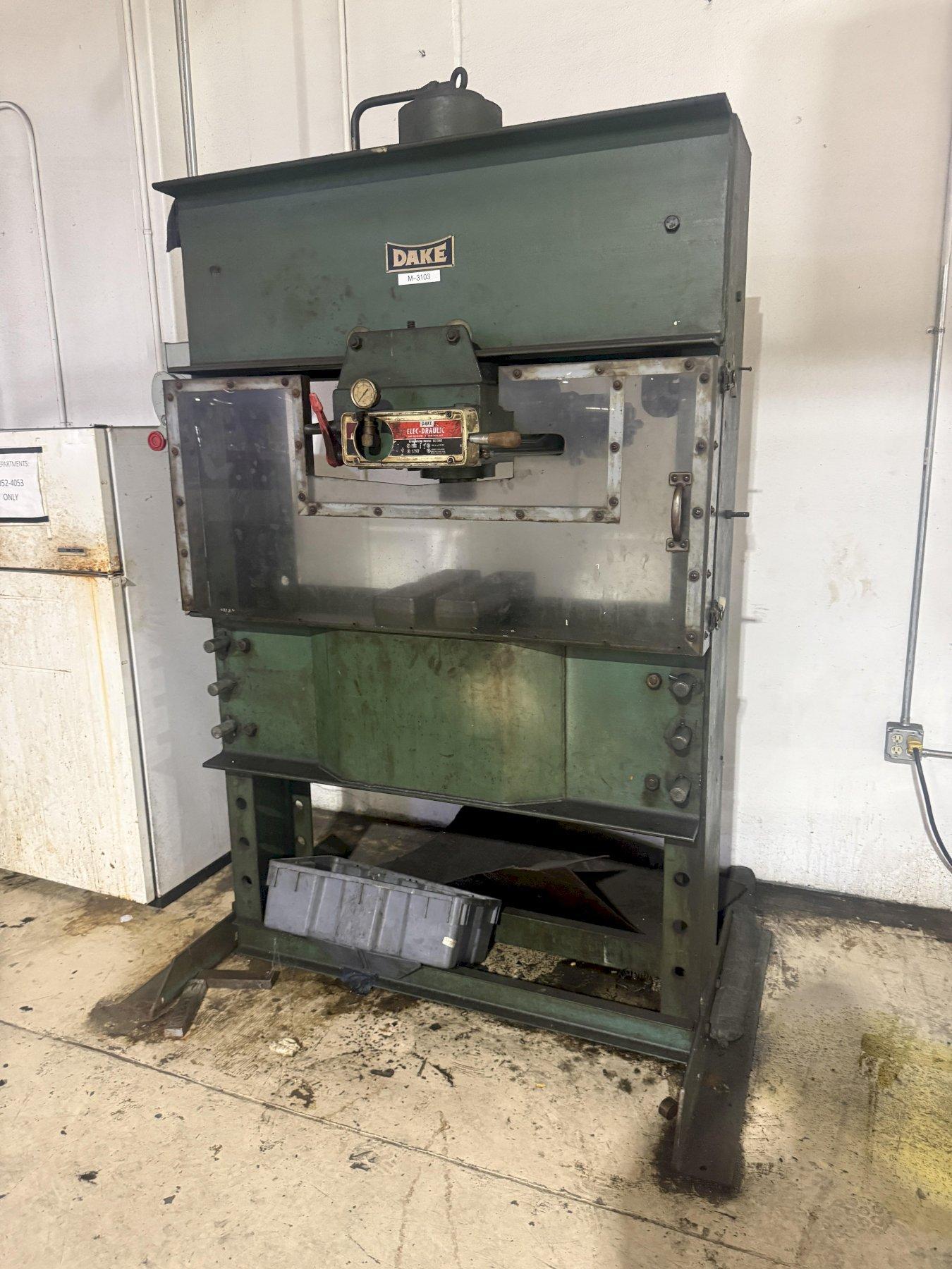 150 TON DAKE MODL ELEC-DRAULIC HYDRAULIC H-FRAME PRESS: YOBRO #26059