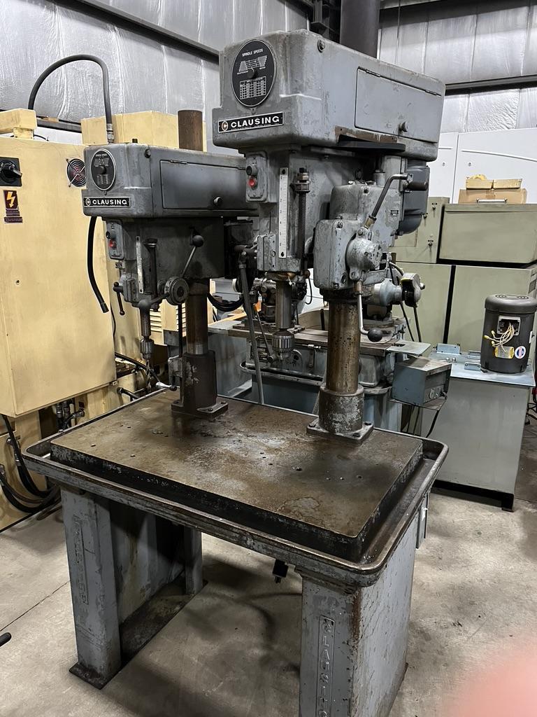 2 CLAUSING DRILL PRESSES ON COMMON TABLE