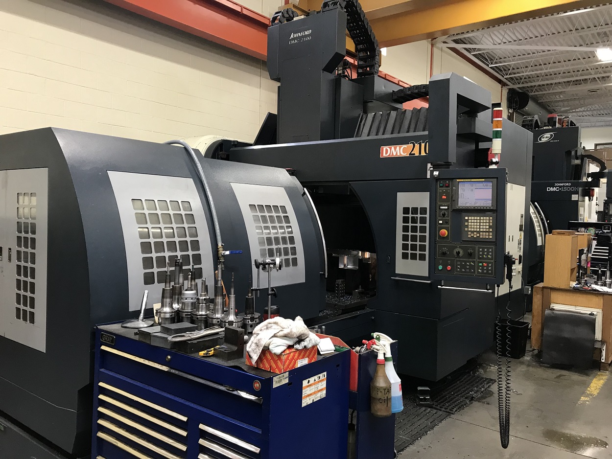 JOHNFORD DMC 2100HN BRIDGE STYLE CNC VERTICAL MACHINING CENTER w/Fanuc 18iMB, CTS, 83