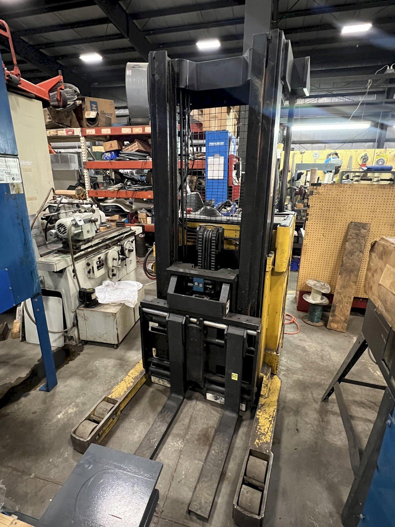 YALE 4200# ELECTRIC STAND UP FORKLIFT, MODEL NRO45DVNL. 197" REACH