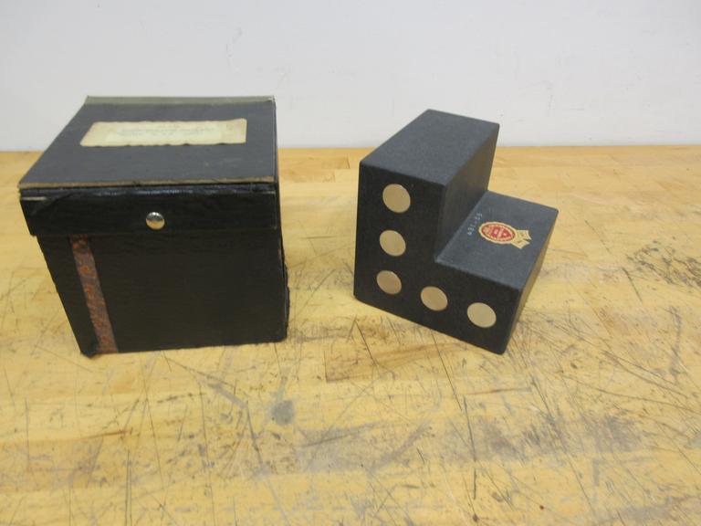 Granite Angle Plate 6" x 6" x 6" with Magnetic Inserts and 1/4-20 Mounting Holes in Protective Case- Auction Item