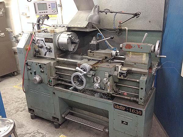 16" x 30" VICTOR Engine Lathe, Model 1630, 16' Swing over Bed, 9" Over Cross Slide, 30" Centers , 2" Spindle Bore, DRO, Threading, New 1975.