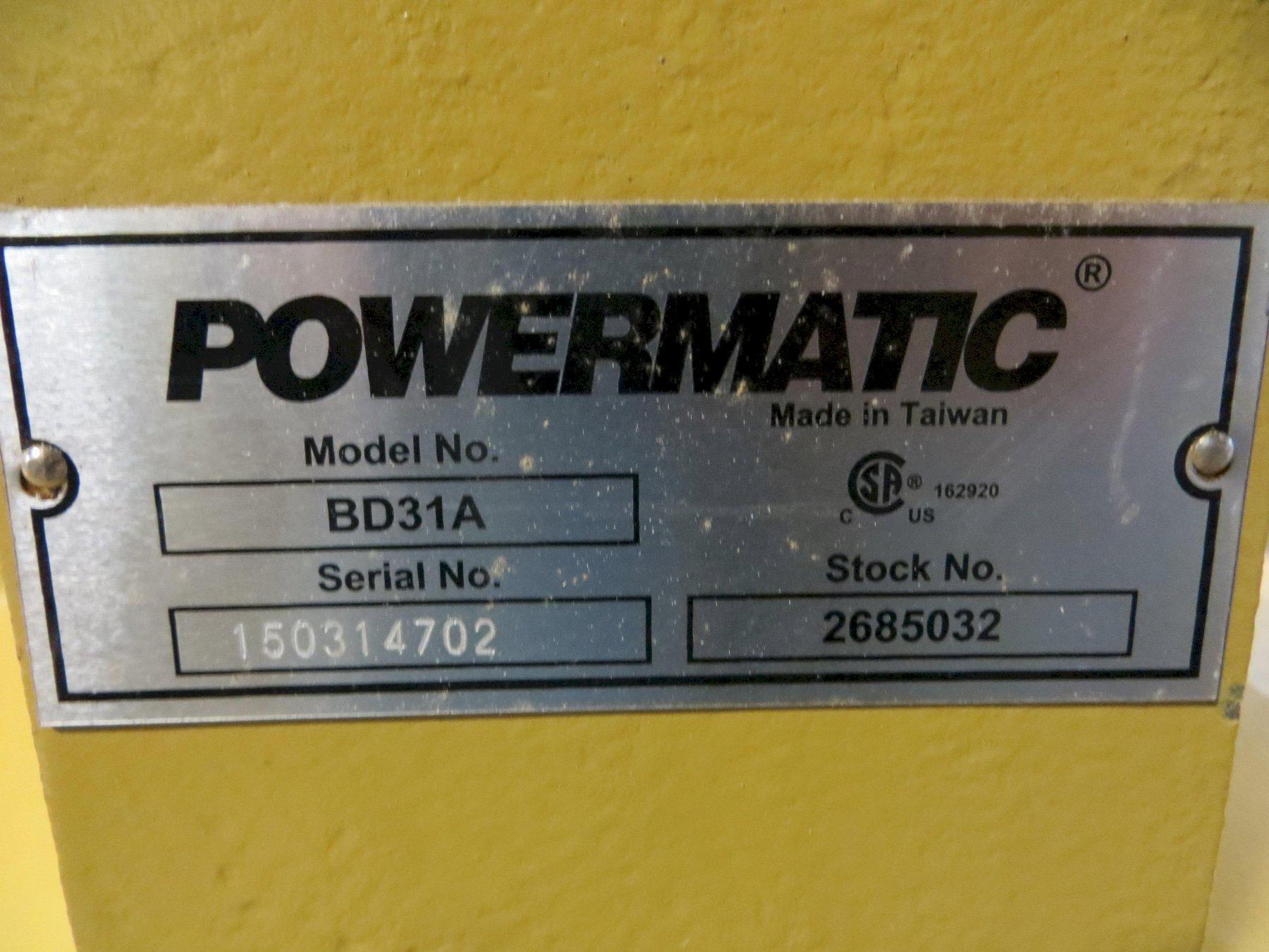 LIKE NEW POWERMATIC BELT/DISC SANDER 6" X 48" SANDING BELT, 12" DISC, MODEL: BD31A