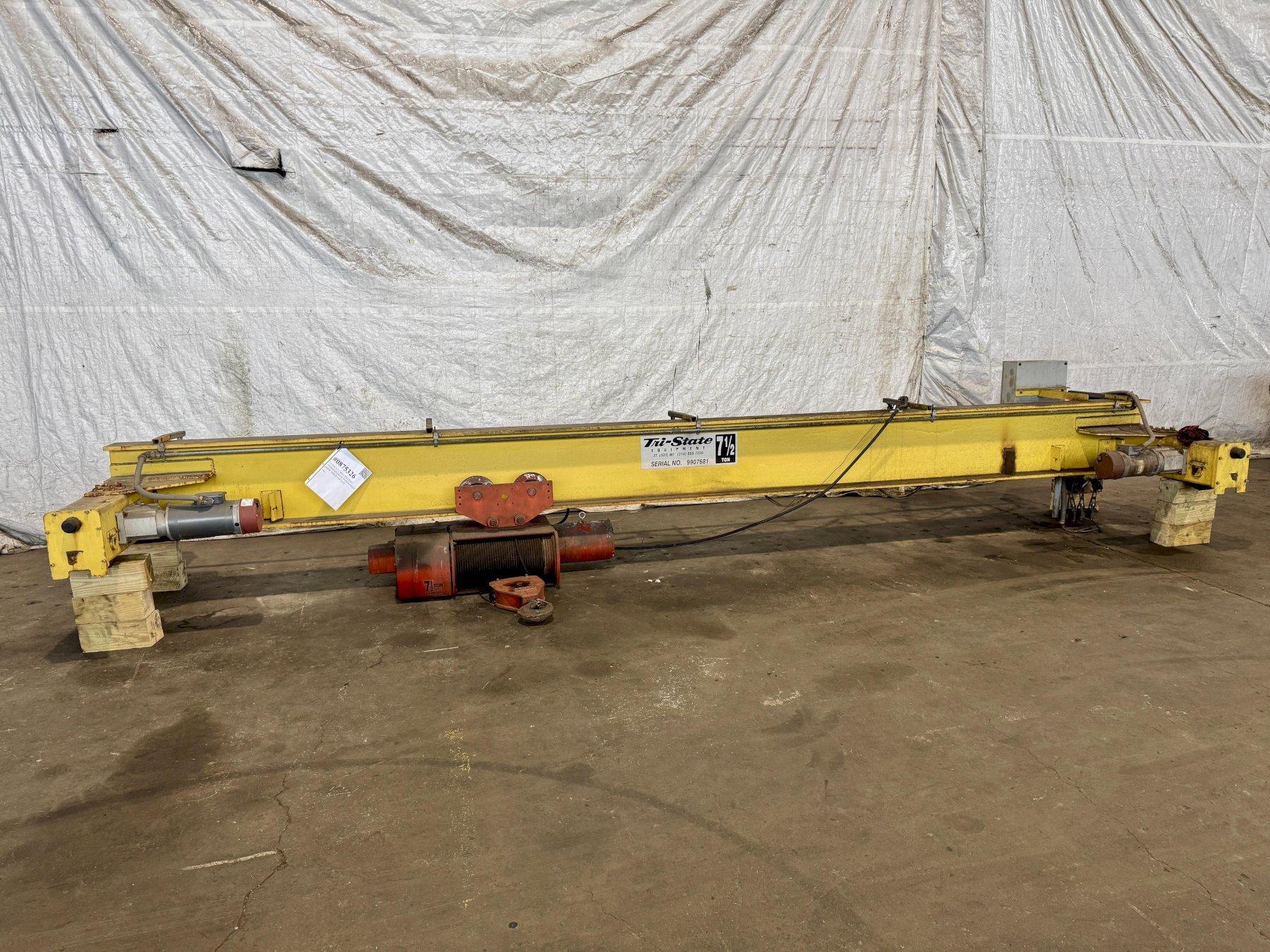 7.5 TON X 21' SPAN TRI-STATE OVERHEAD CRANE WITH APOLLO HOIST. STOCK # 0875326