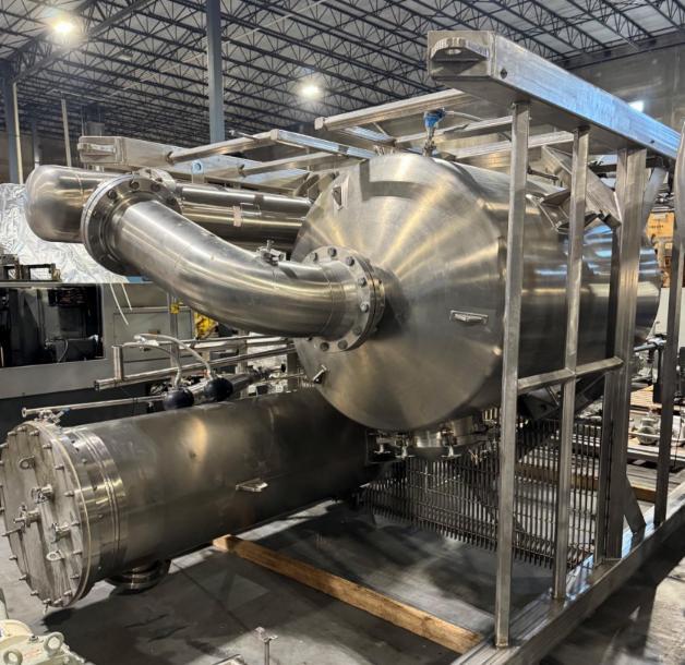 Buflovac / Hebeler 12-04878 Double-Effect Rising/Falling Film Evaporator System, 2017 – 6,500 lb/hr 316L SS Food/Protein Concentrator