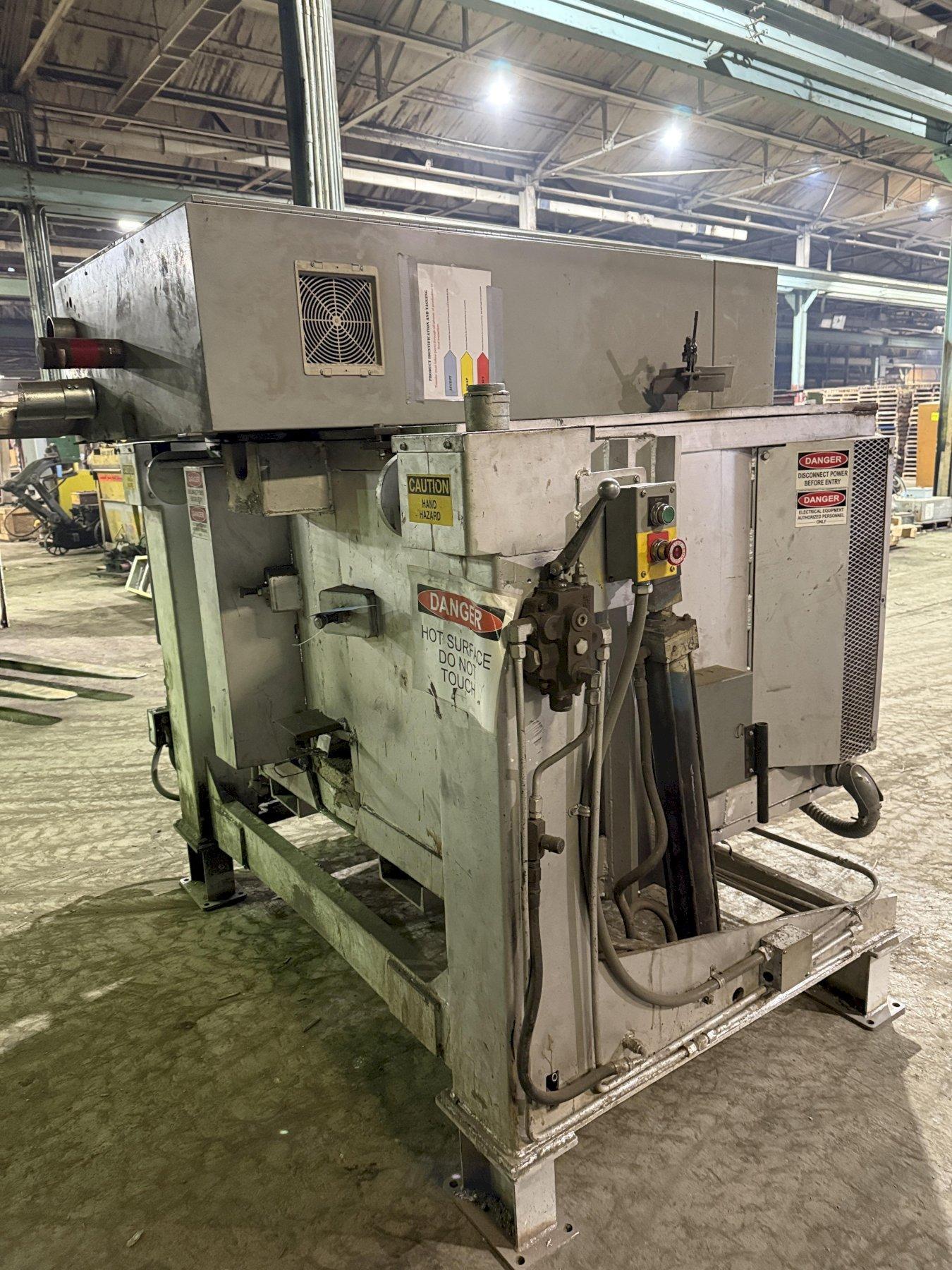 2014 Schaefer 1000# electric motorized nose pour furnace s/n 001-1213-0280 rated at 85kw with controls