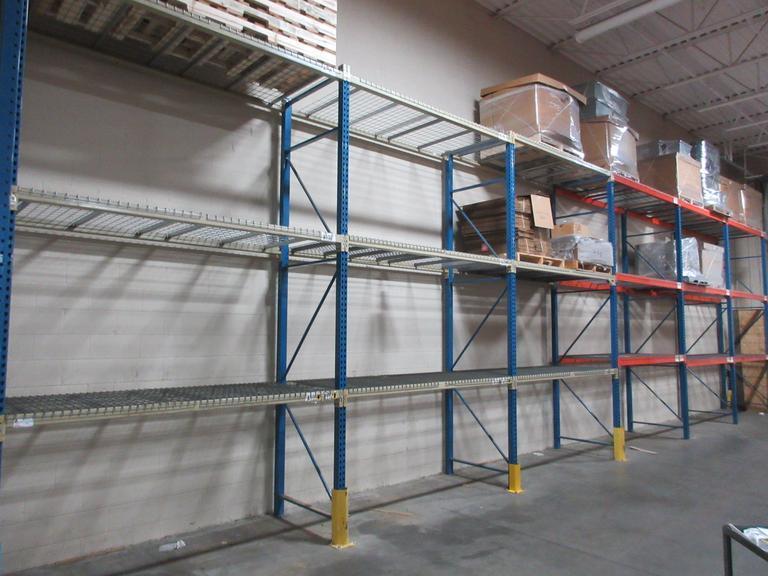 Pallet Racking -  (7) 14'H x 42" Uprights, Teardrop Style, (18) 8' Shelves, Wire Decking- *NO CONTENTS*- Auction Item