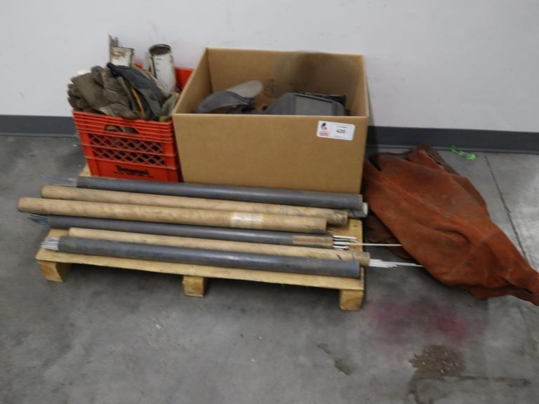 Protective Maks, Welding Mask, Leather Welding Jacket, Gloves, Welding Rod- Auction Item