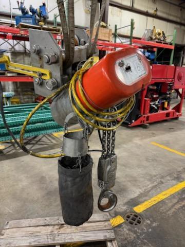 1 - PREOWNED CM 3 TON ELECTRIC CHAIN HOIST, MODEL #: RT, S/N: L-458DV