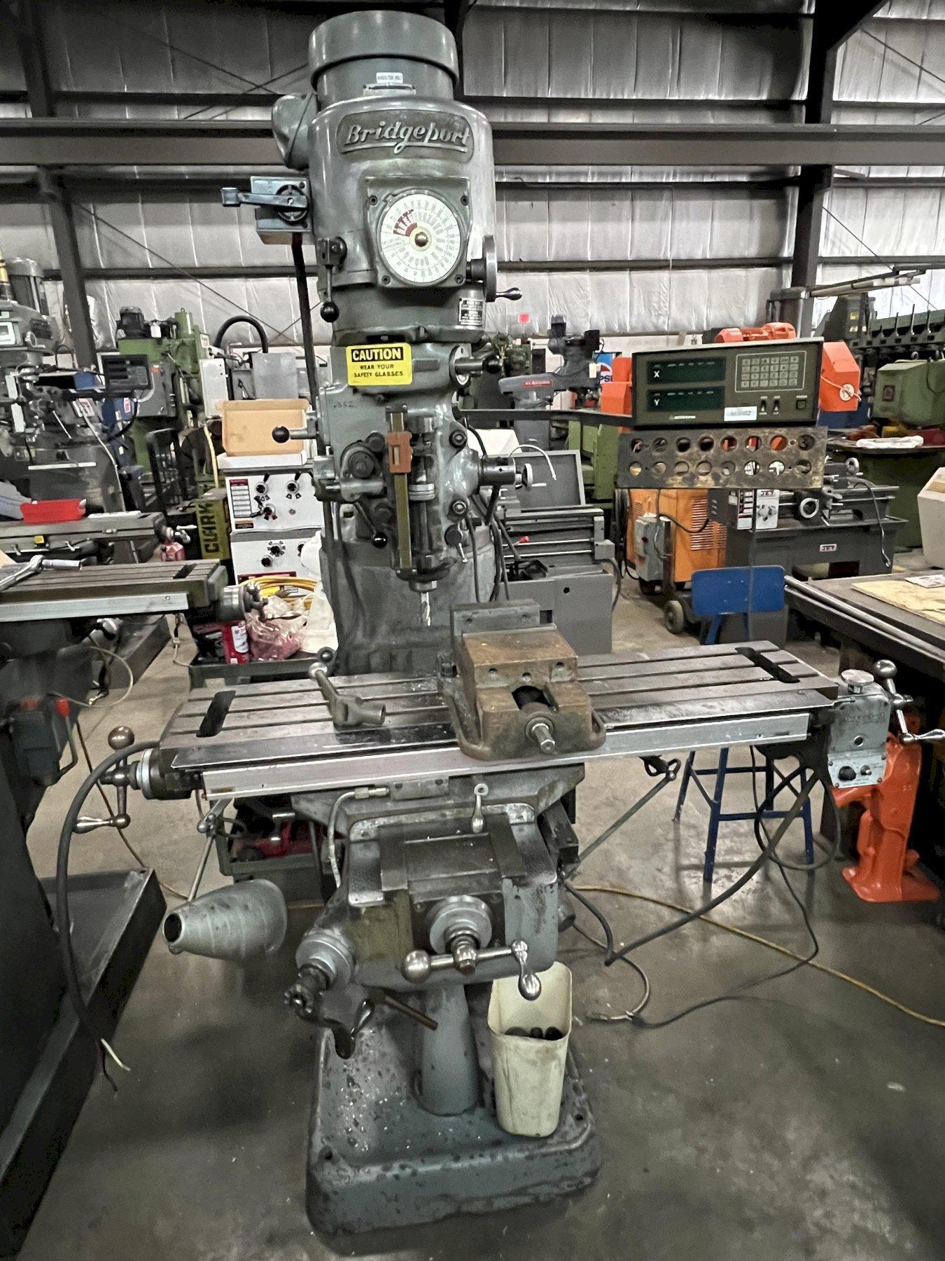 BRIDGEPORT VERTICAL MILL, SERIES 1, 9 x 42 TABLE, VARIABLE SPEED, POWER FEED, D.R.O, 1972