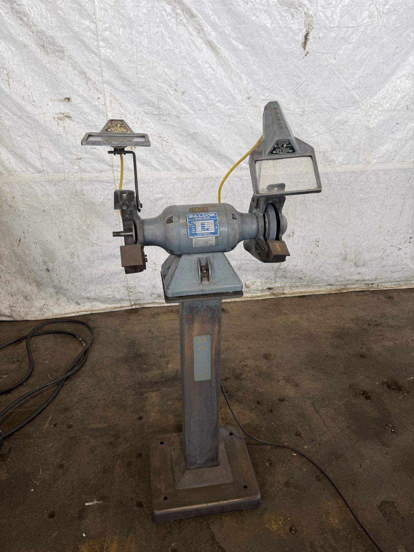 1/2 HP BALDOR PEDESTAL DOUBLE WHEEL GRINDER. STOCK # 0222026