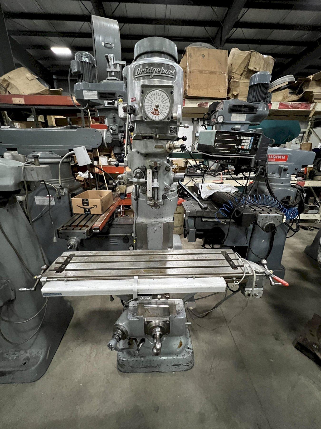 BRIDGEPORT VERTICAL MILL, VARIABLE SPEED, POWER X, DRO, 1973
