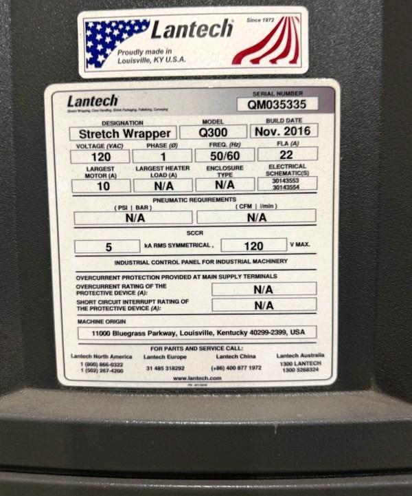 LANTECH Q-300 SEMI-AUTOMATIC PALLET STRETCH WRAPPER
