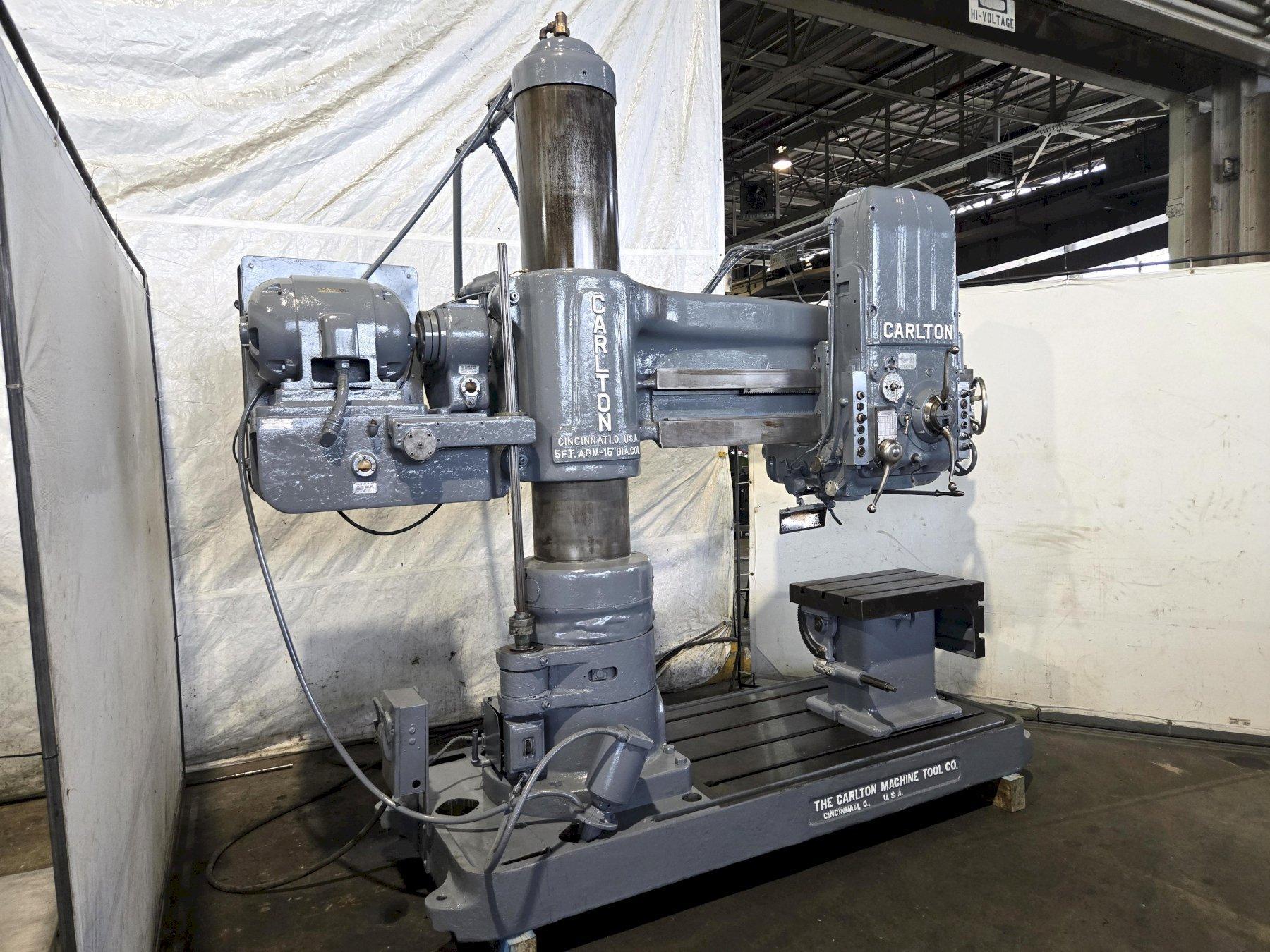 5' X 15" CARLTON MODEL 3A RADIAL ARM DRILL. STOCK # 0654126