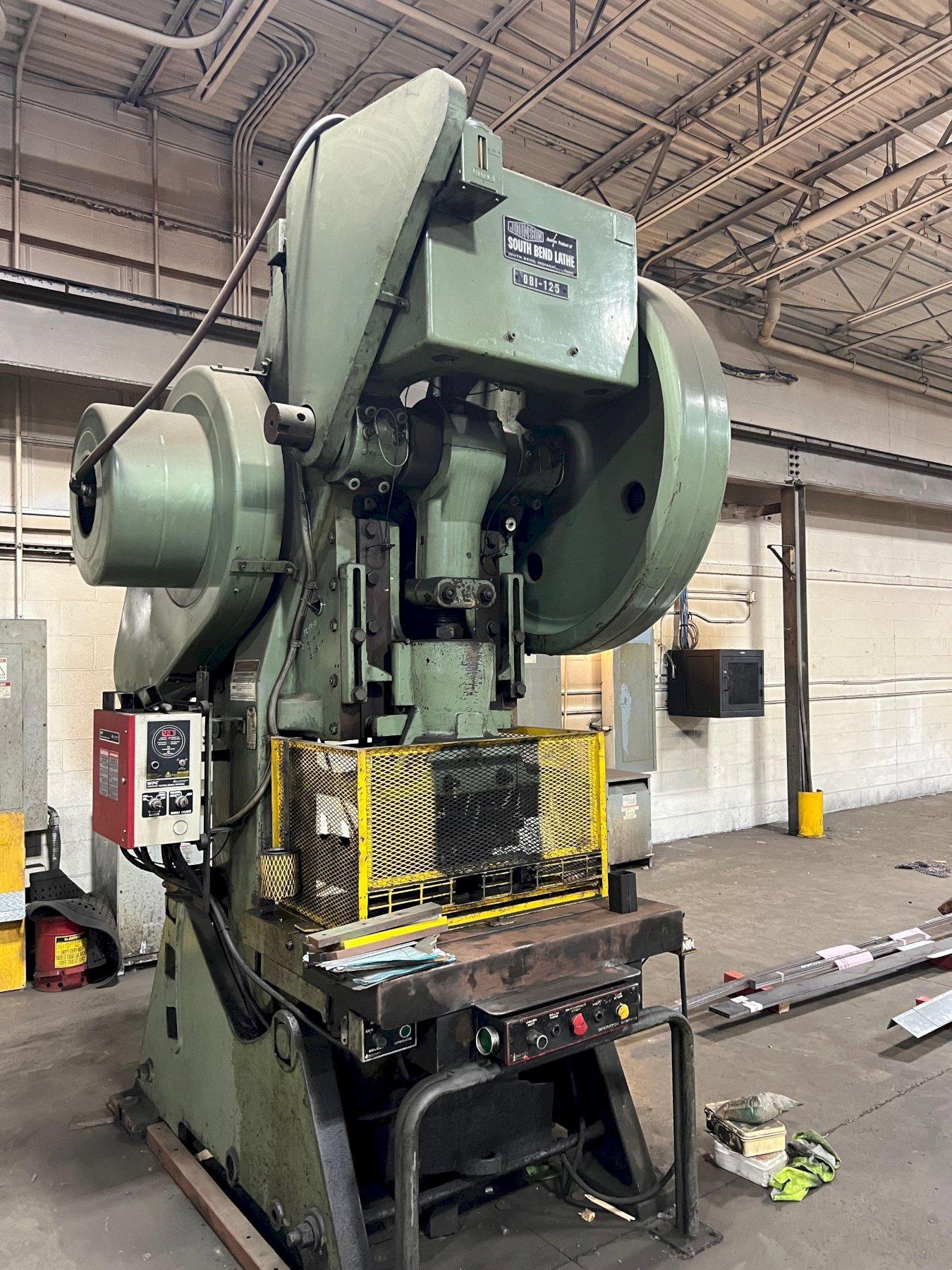 125 TON JOHNSON O.B.I. PRESS, 4" STROKE, WINTRISS CLUTCH / BRAKE CONTROL,