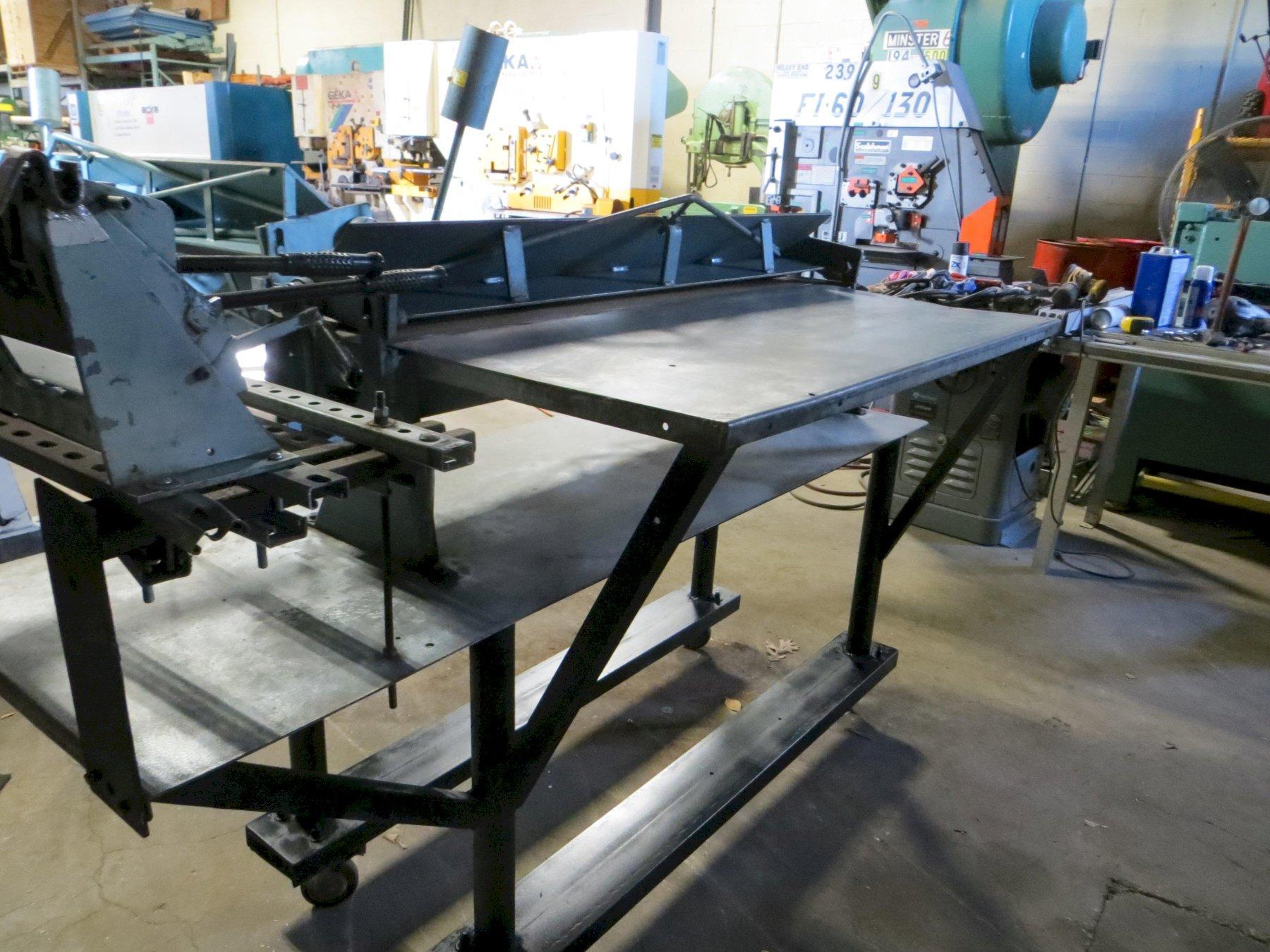 22 Ga. x 4 ft Roper Whitney Connecticut Bench Brake and 18" Lockformer Manual Cleatbender - Steel Stand made by previous Owner