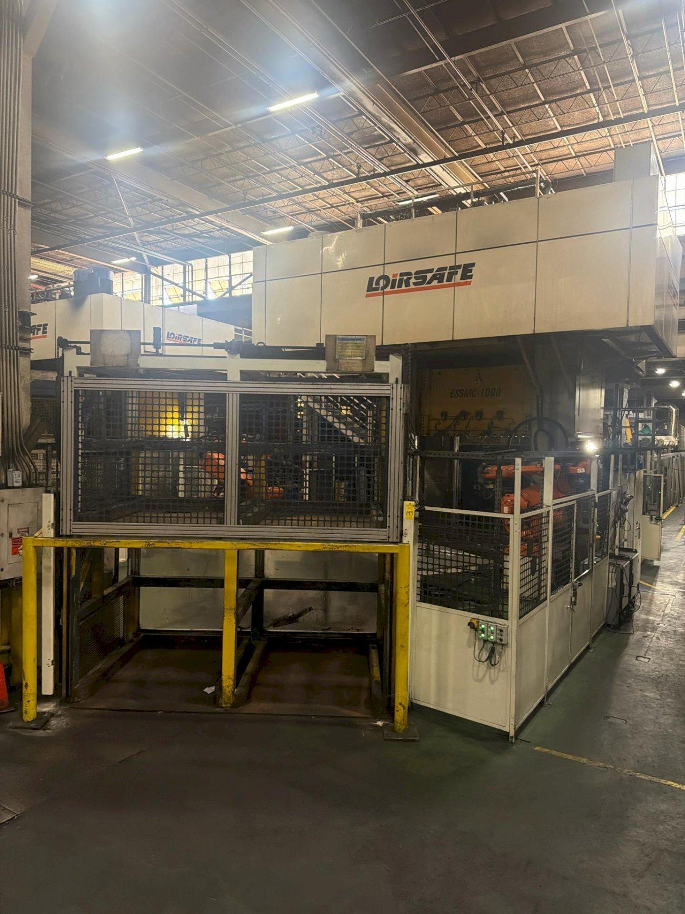 1000 TON LOIRE SAFE HOT STAMPING HYDRAULIC PRESS LINE W/ ROLLER HEARTH FURNACE