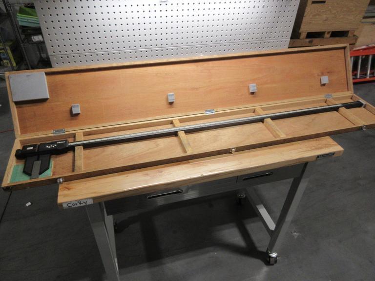 Mitutoyo Electronic Caliper: 1500.00 mm, 60", 0.01 mm, 0.0005" Resolution, Calibrated, Data Output, Carbon Fiber Reinforced Plastic, Model CFC-P60" 552-315, In Wood Case- Auction Item