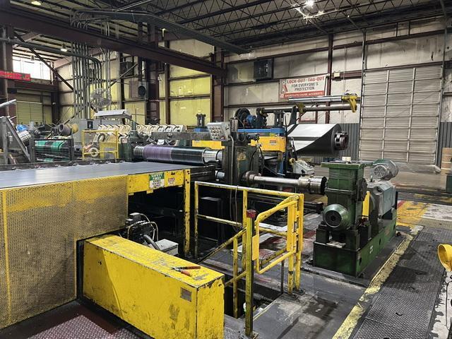 72" x .187" x 60,000# Chicago Maxisota Slitting Line with Two Injector Heads and Braner Turret Stacker Banding Line