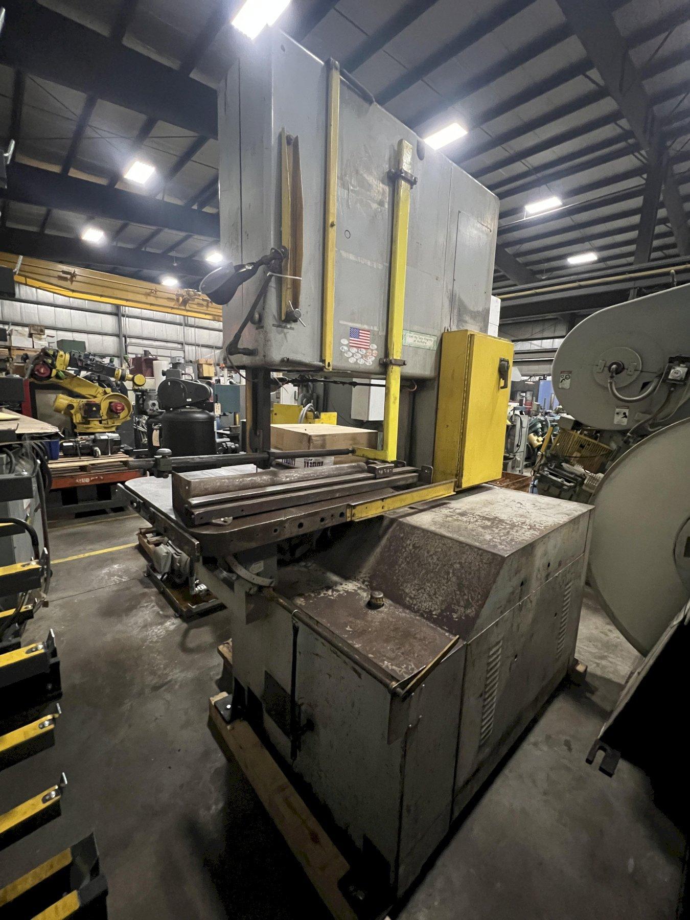 GROB VERTICAL BANDSAW, MODEL 2S-36-U, 36" THROAT, 36X36 TABLE, FRICTION SAWING CAPABLE, 15,000 FPM, 1972