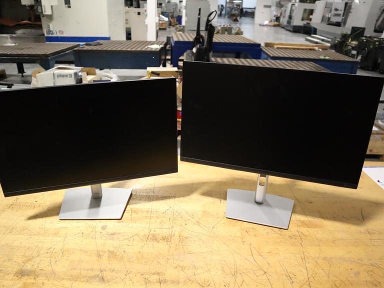 Dell 24" Monitors (2) on Swivel/Height Adjustable Stands, *No Power or Connector Cables*- Auction Item