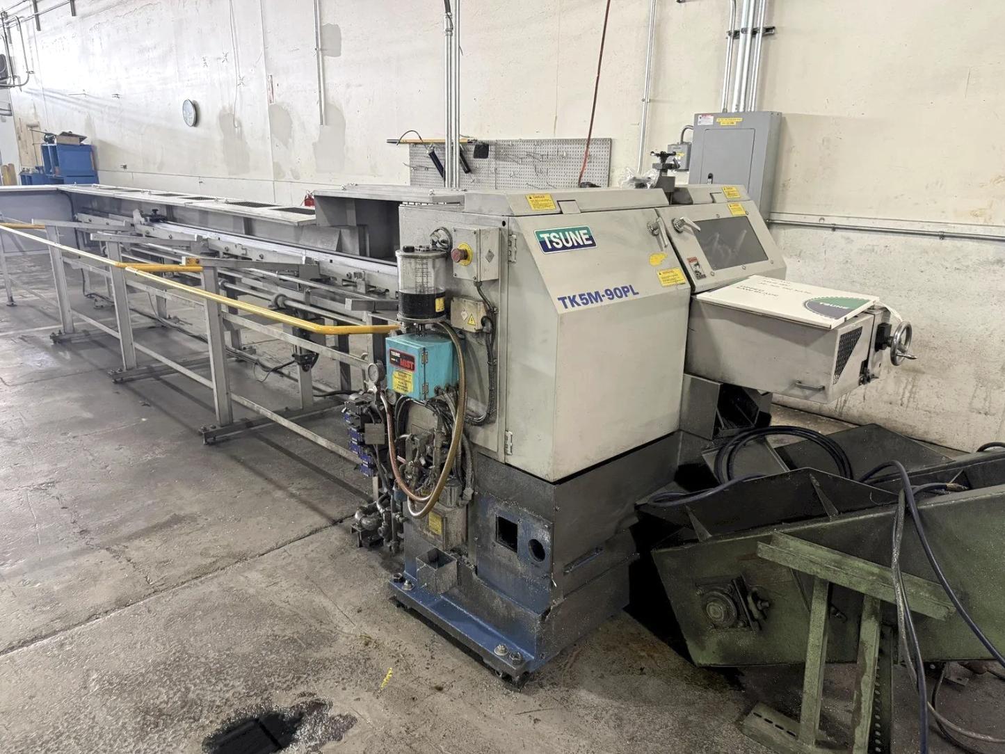 3.5" TSUNE TK5M-90-PL AUTOMATIC CNC COLD SAW W/AUTO INFEED TABLE. STOCK # 0757526