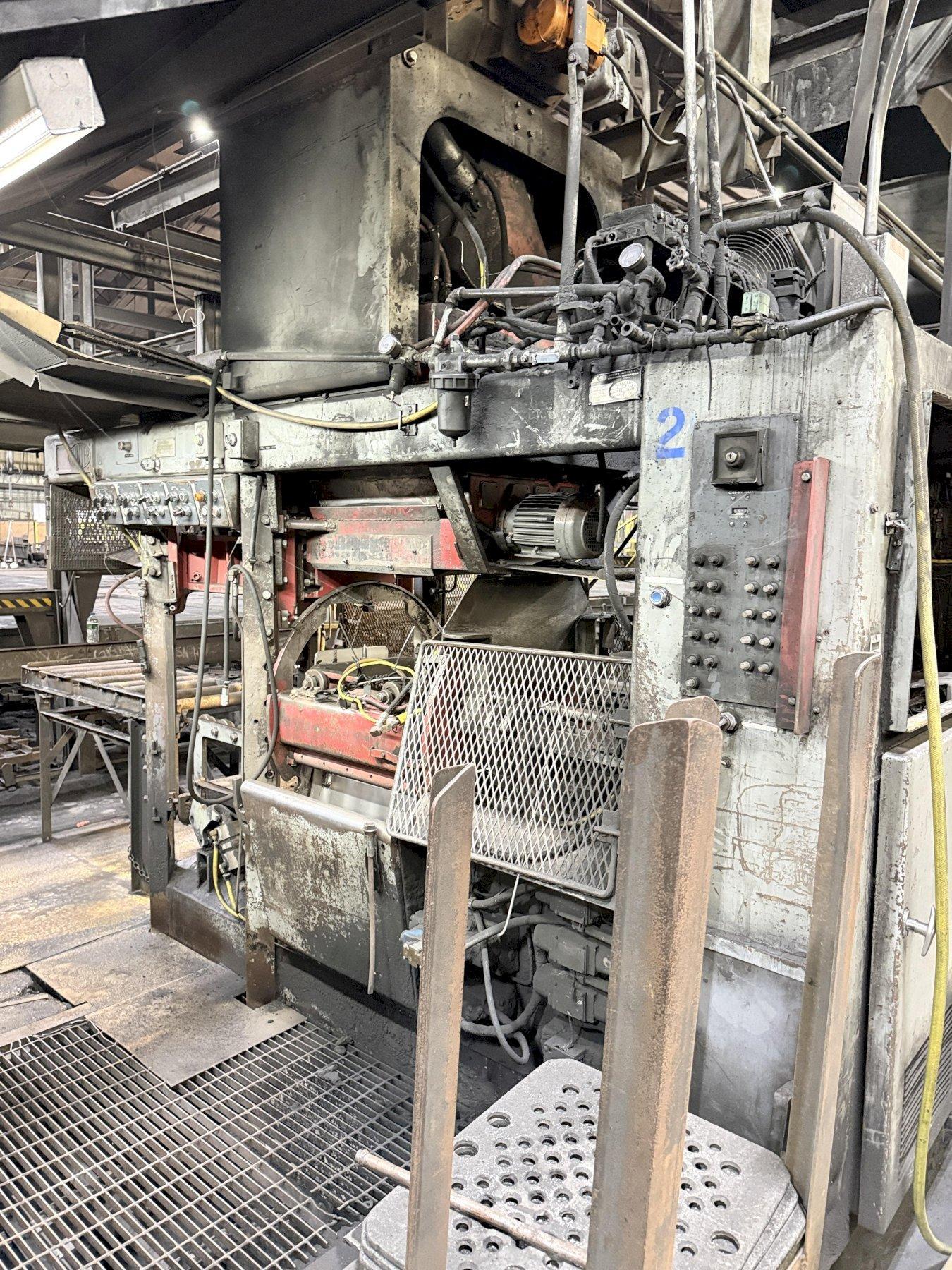 Hunter model hmp 20 deep flask automatic molding machine s/n A77A703, std., 20 x 24 with  feed belt