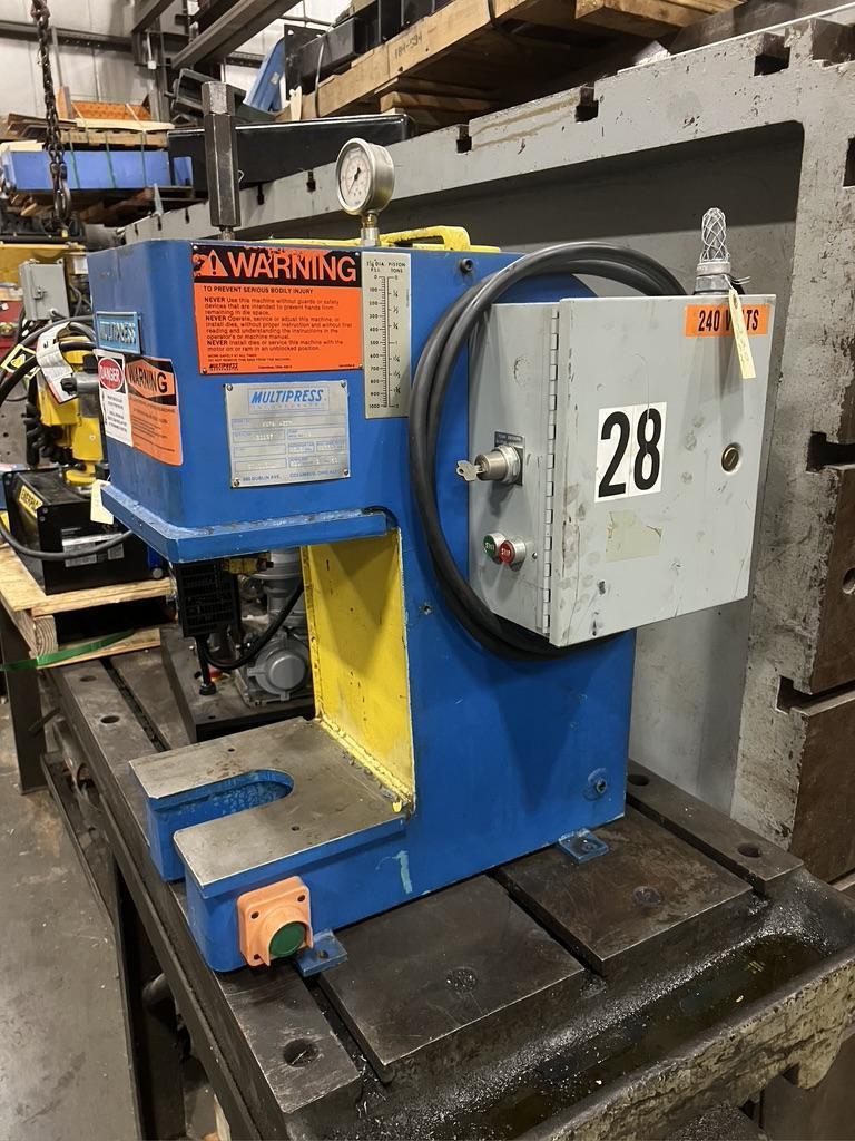 2 TON DENISON HYDRAULIC BENCHTOP PRESS, MODEL MULTIPRESS WUPA-2TR WITH DUAL PALM BUTTONS