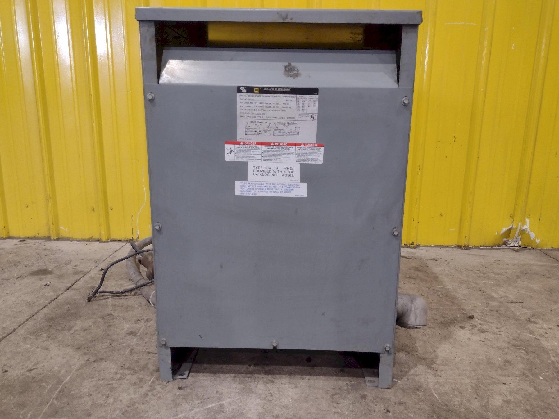 50 KVA SQUARE D 240/480 VOLT TRANSFORMER: YOBRO #25435