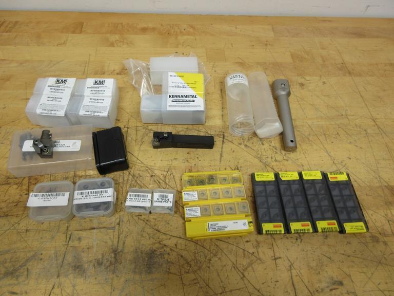 Inserted Turning Tool Holders, (2) Kennametal MCLNR1616H12 5/8" Facing, (6) KM KM20MCLNR11225 Replaceable Heads and Assorted Carbide Inserts **NEW**- Auction Item