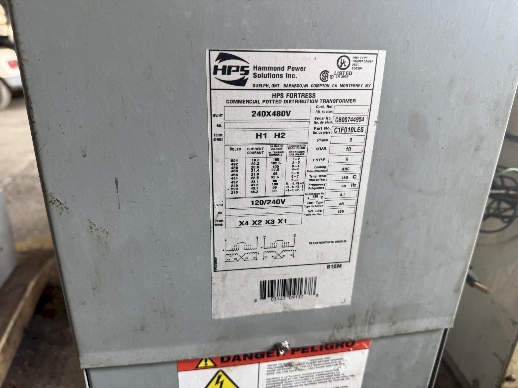 10 KVA HAMMOND POWER SOLUTIONS TRANSFORMER: YOBRO #24101