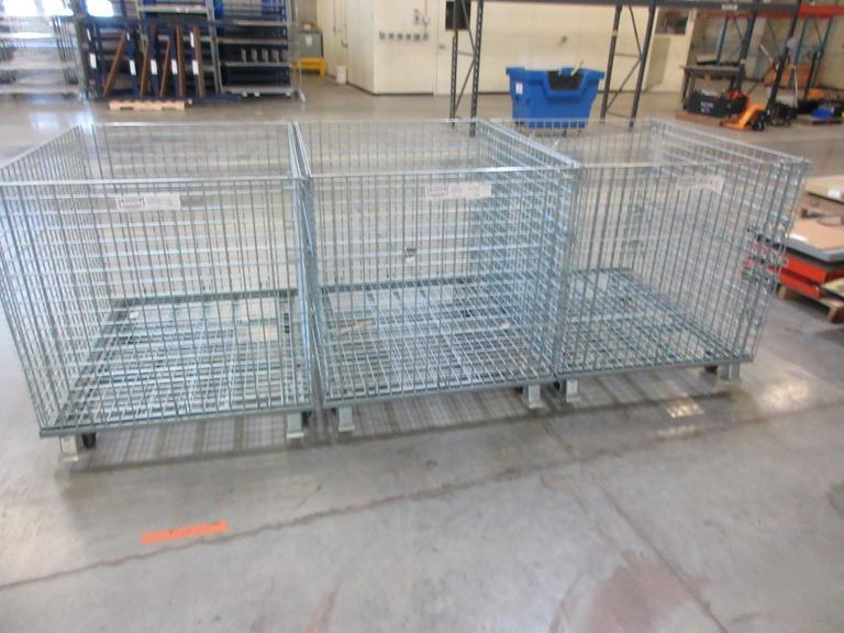 Uline H-1734, (3) Collapsible Wire Container with Casters - 48" x 40" x 43-1/2", 4000 Static Load Capacity- Auction Item