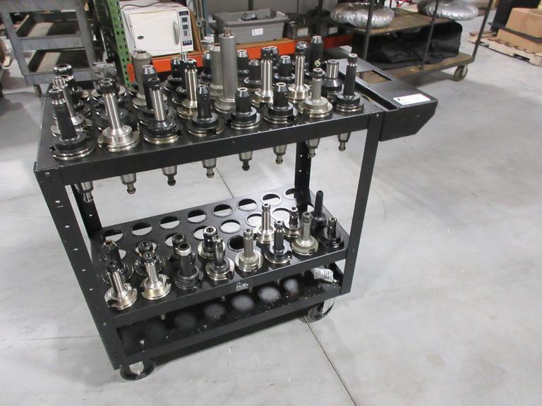 Big Bear Rolling Tool Cart with (64) CAT50 Pockets and (47) CAT50 Assorted Tool Holders- Auction Item