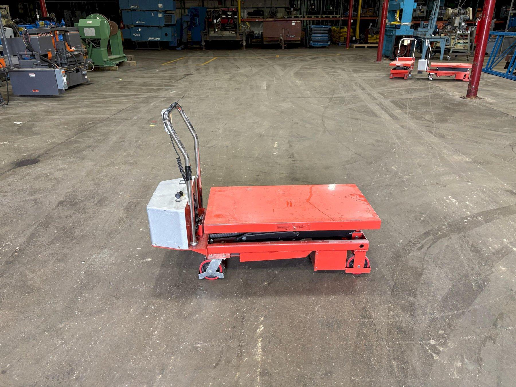 1 - PREOWNED ULINE BATTERY OPERATED LIFT TABLE, MODEL #: H-3767, S/N: 22051436-004T