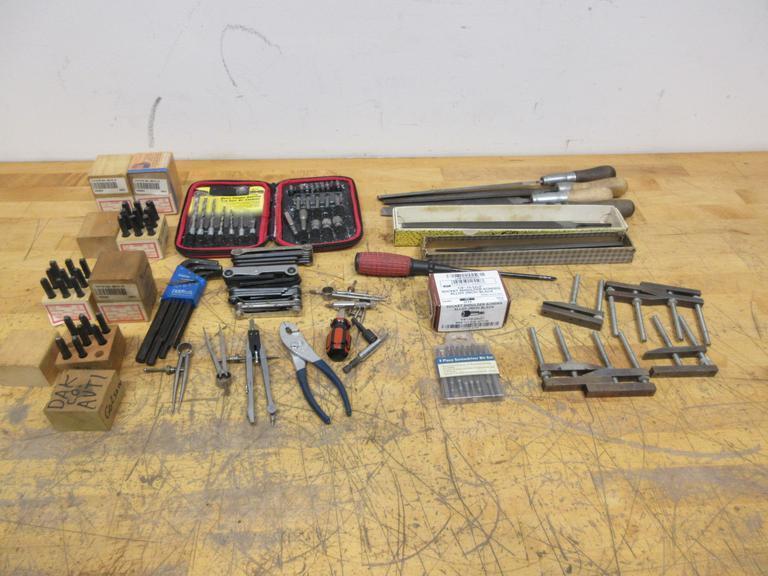 Clamps, Files, Allen Wrenches, Screw Bit Sets, 3/16 & 1/8" Number Stamp Sets- Auction Item