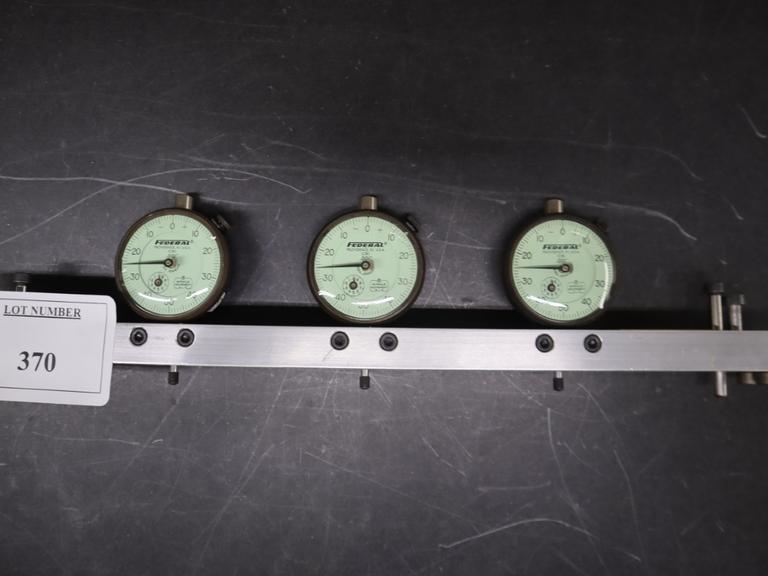 Federal C81 Drop Indicators (3) Mounted on Fixture Rail- Auction Item