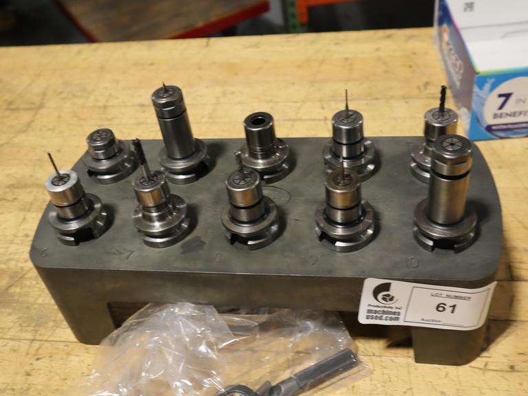 BT30 Tool Holders (10pcs) in Plastic Tool Caddy, Most Are Nikken SKN10B Collet Type Holders- Auction Item