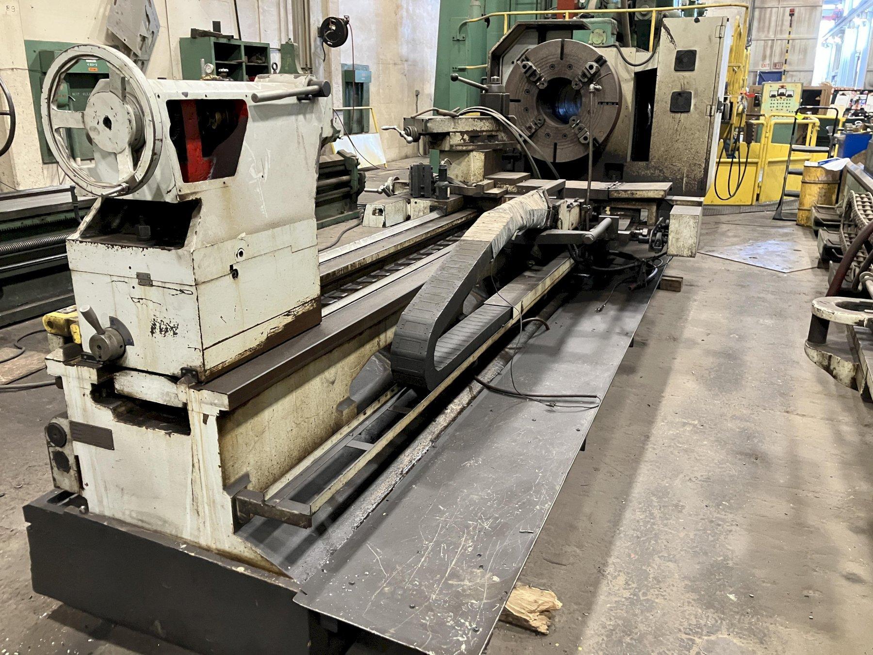 45/63" x 120" Willis Mammoth Model PA4512030 12-1/2" Hollow Spindle, Gap Bed, Taper Attachment, Variable Speed