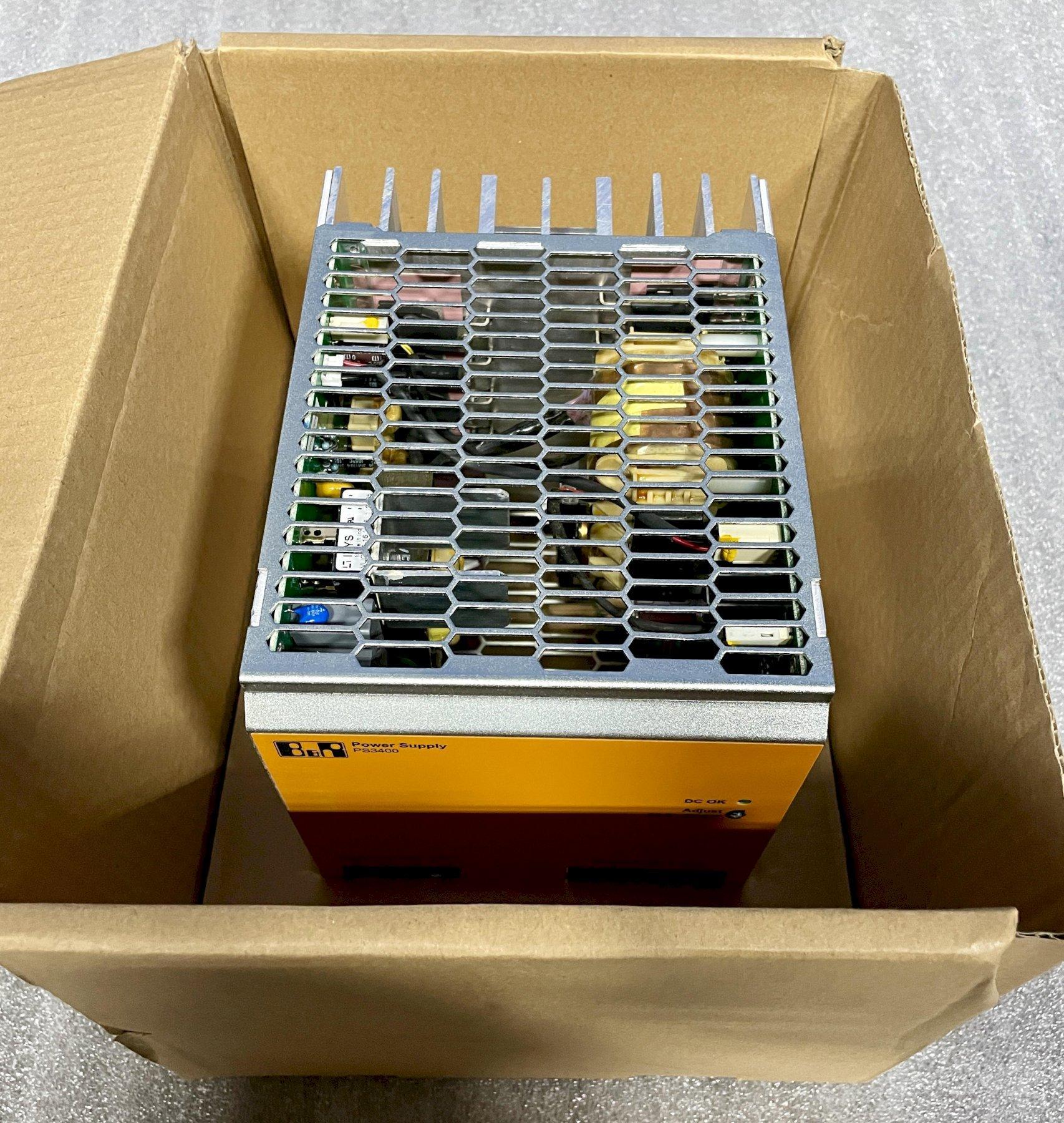 B&R AUTOMATION POWER SUPPLY PS3400, Mfr Number 0PS3400.1, 3-Phase, 24 VDC, 40A, input 400 to 500 VAC, wide range, top-hat rail installation.