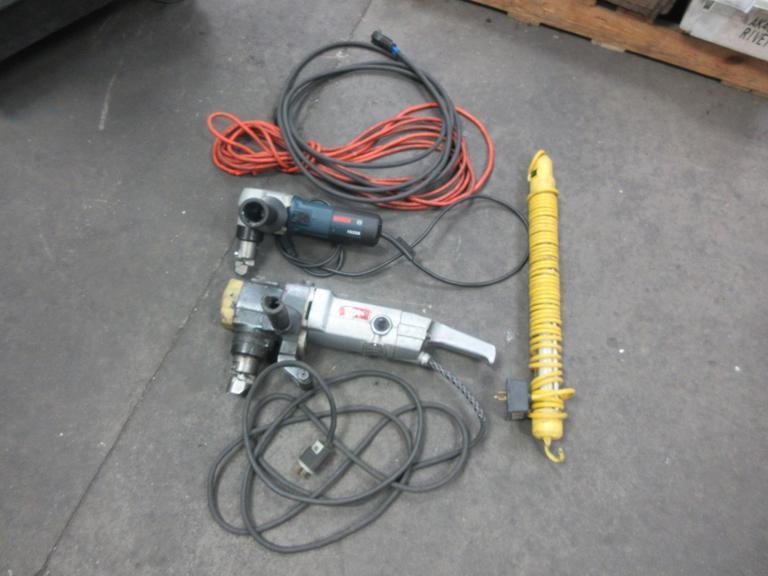 Power Tools: (2) Corded Nibblers, Light, Extension Cable- Auction Item