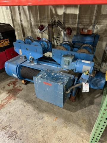 1 - PREOWNED SHAW BOX 10 TON ELECTRIC CABLE HOIST, MODEL #: 72L10025S141R, S/N: 98G13708
